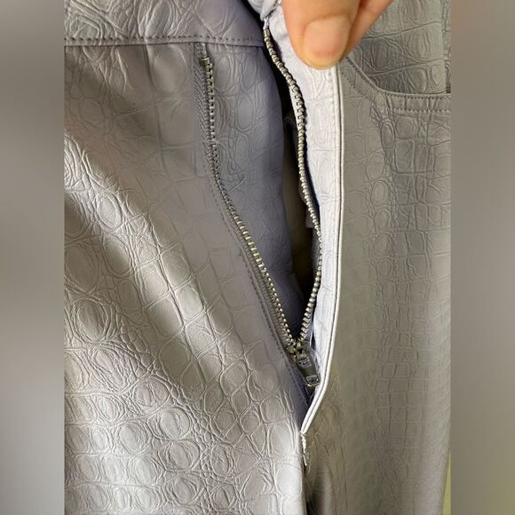 Naked Wardrobe Straight Croc Faux Leather Straight Leg Pants Lavender Purple XS - Picture 5 of 9